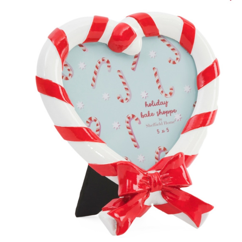 5x5 Candy Cane Heart Table Top Picture Frame